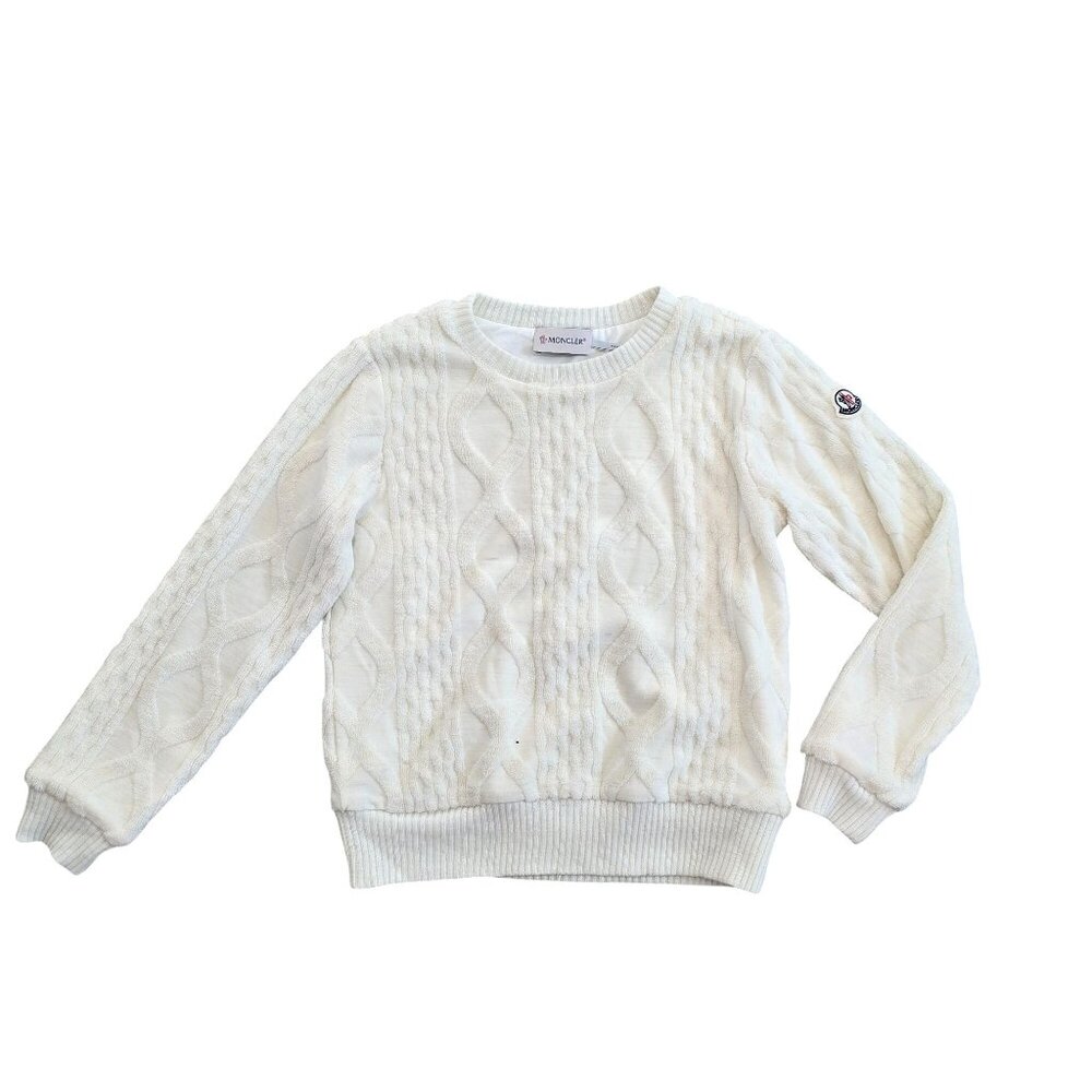 Moncler Kids Cable Knit Sweater Size 8 Anni 130cm White Cotton & Wool winter
